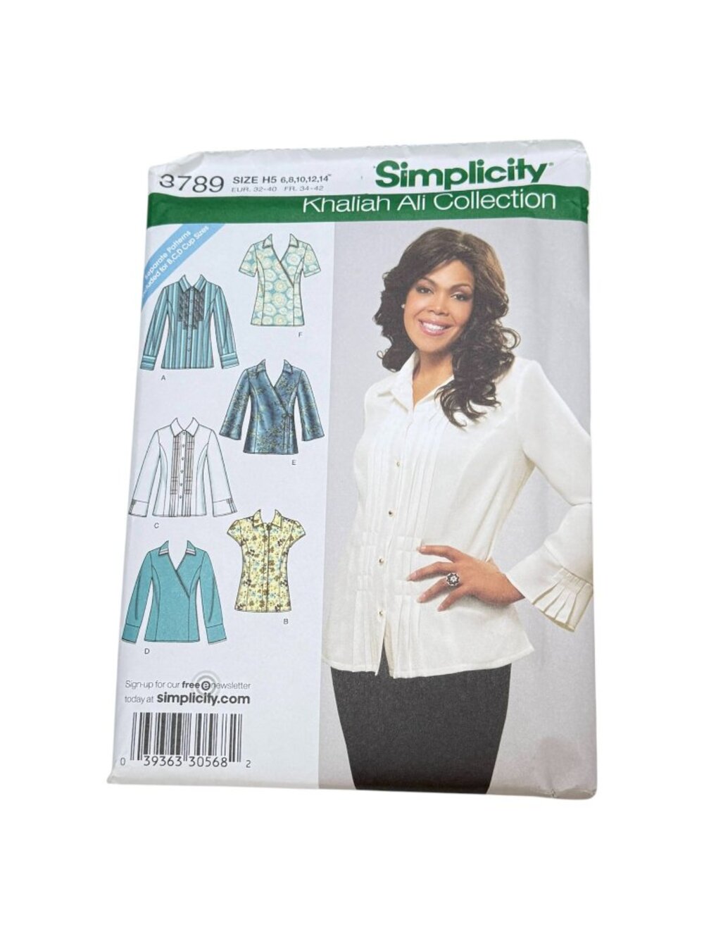 Simplicity 3789 Khaliah‎ Ali Tops Blouse Sewing Pattern Size 6-14 Uncut